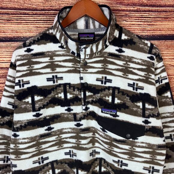 Patagonia Synchilla Snap-T Pullover Shepherd Knit Birch White Fleece - Picture 2 of 8